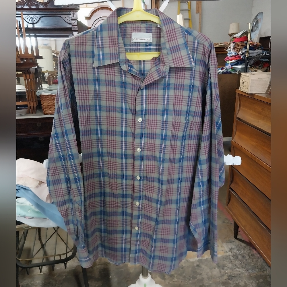Vtg. Wedgefield Men's Plaid Button-Up Shirt